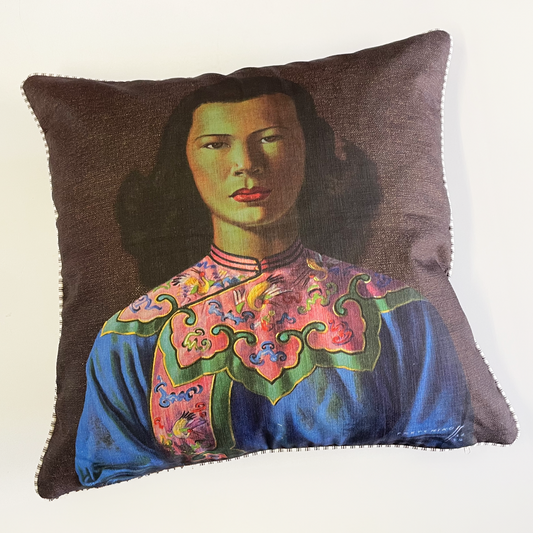 Blue Chinese Girl Square Cushion Cover - Tretchikoff