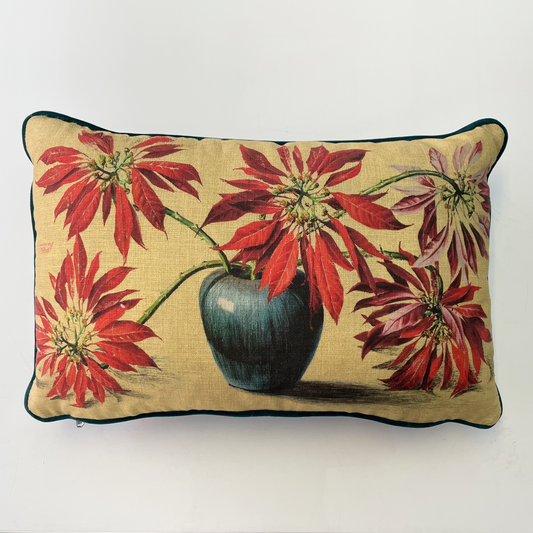 Poinsettias Pattern Rectangle Cushion Cover - Tretchikoff