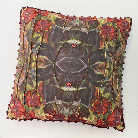 Red Cannas Pattern Square Cushion Cover - Tretchikoff