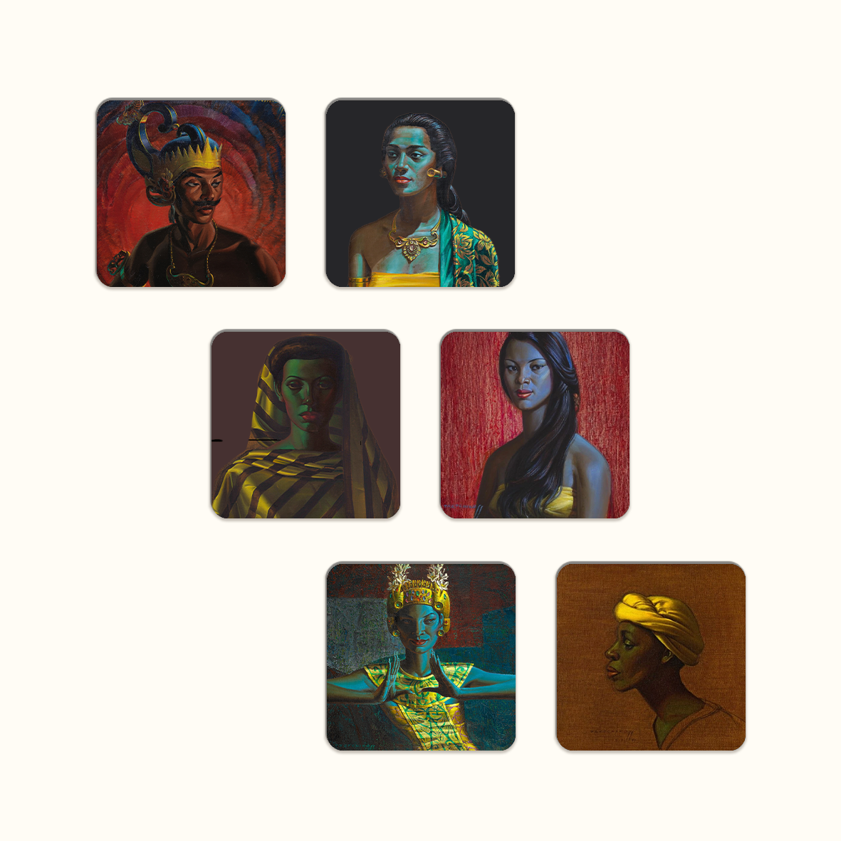 Portraits in Red and Gold Coaster Set - Tretchikoff