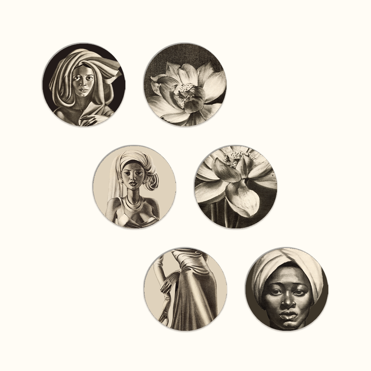 Monochrome Coaster Set - Tretchikoff