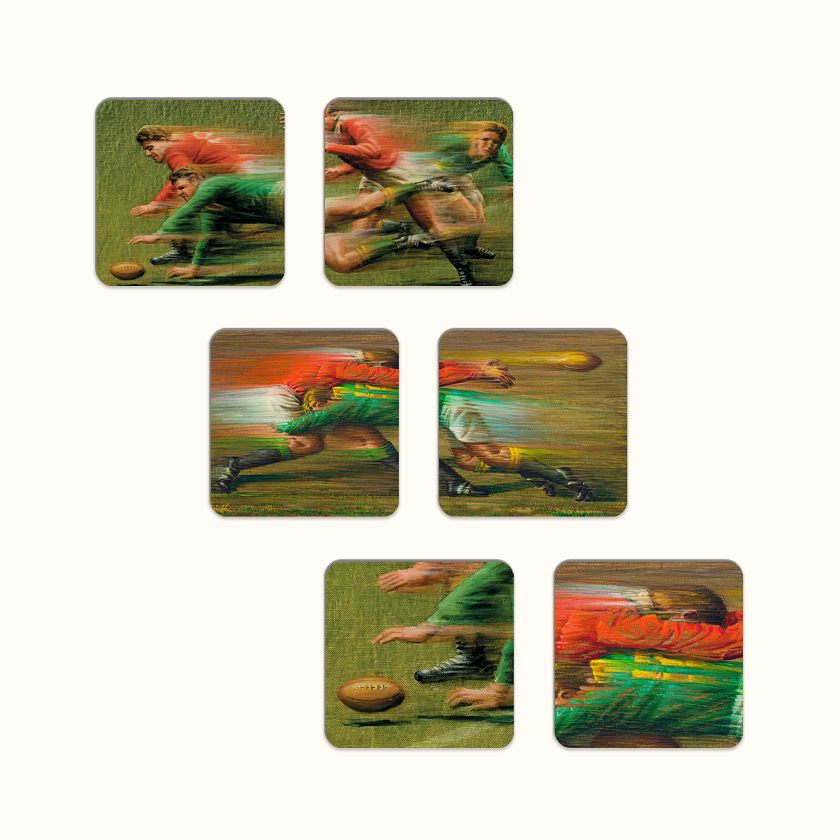 Spring Box Rugby Cutouts Springboks Rugby Coaster Set - Tretchikoff