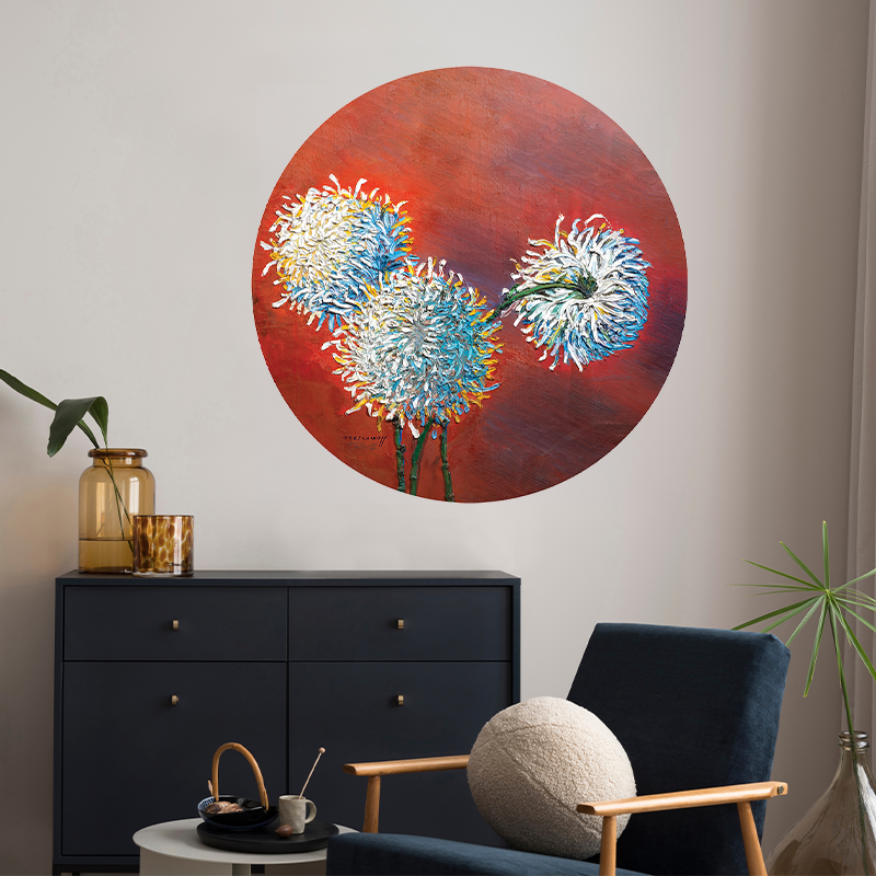 Still Life of Chrysanthemums | Premium Vinyl Wall Decal | Tretchikoff