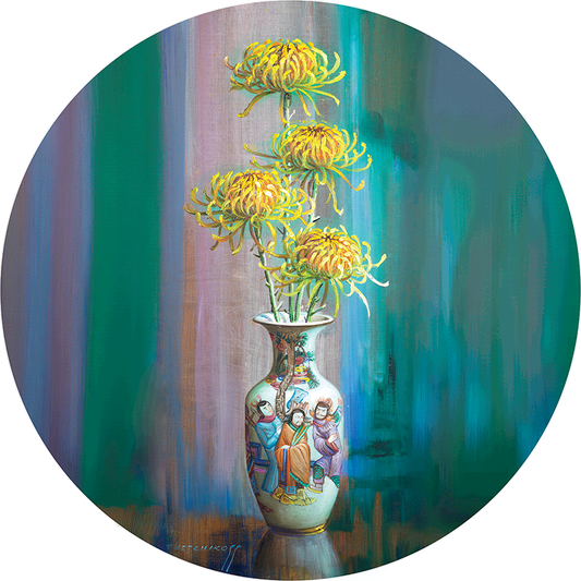 Still Life with Chrysanthemums | Premium Vinyl Wall Decal | Tretchikoff