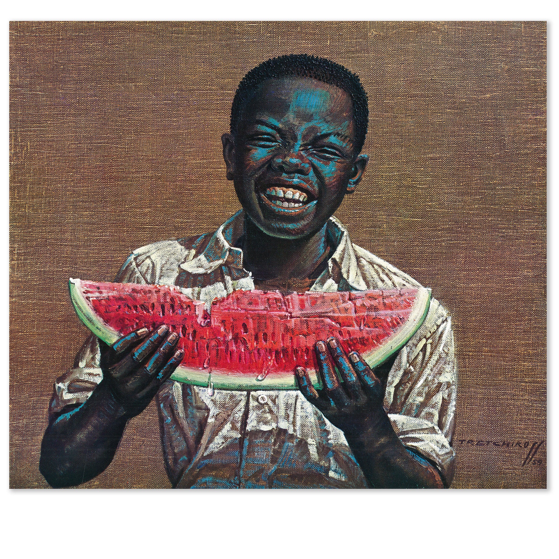 black boy with watermellon fishing pole Boy with Melon (1959)